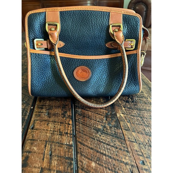 Vintage Dooney & Bourke Tan & Black Pebble Leather Bag/purse - Picture 5 of 17